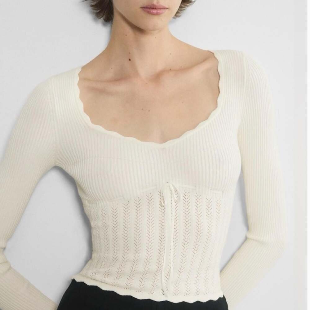 Wilfred Arlo Long Sleeve Pointelle Knit Crop Top